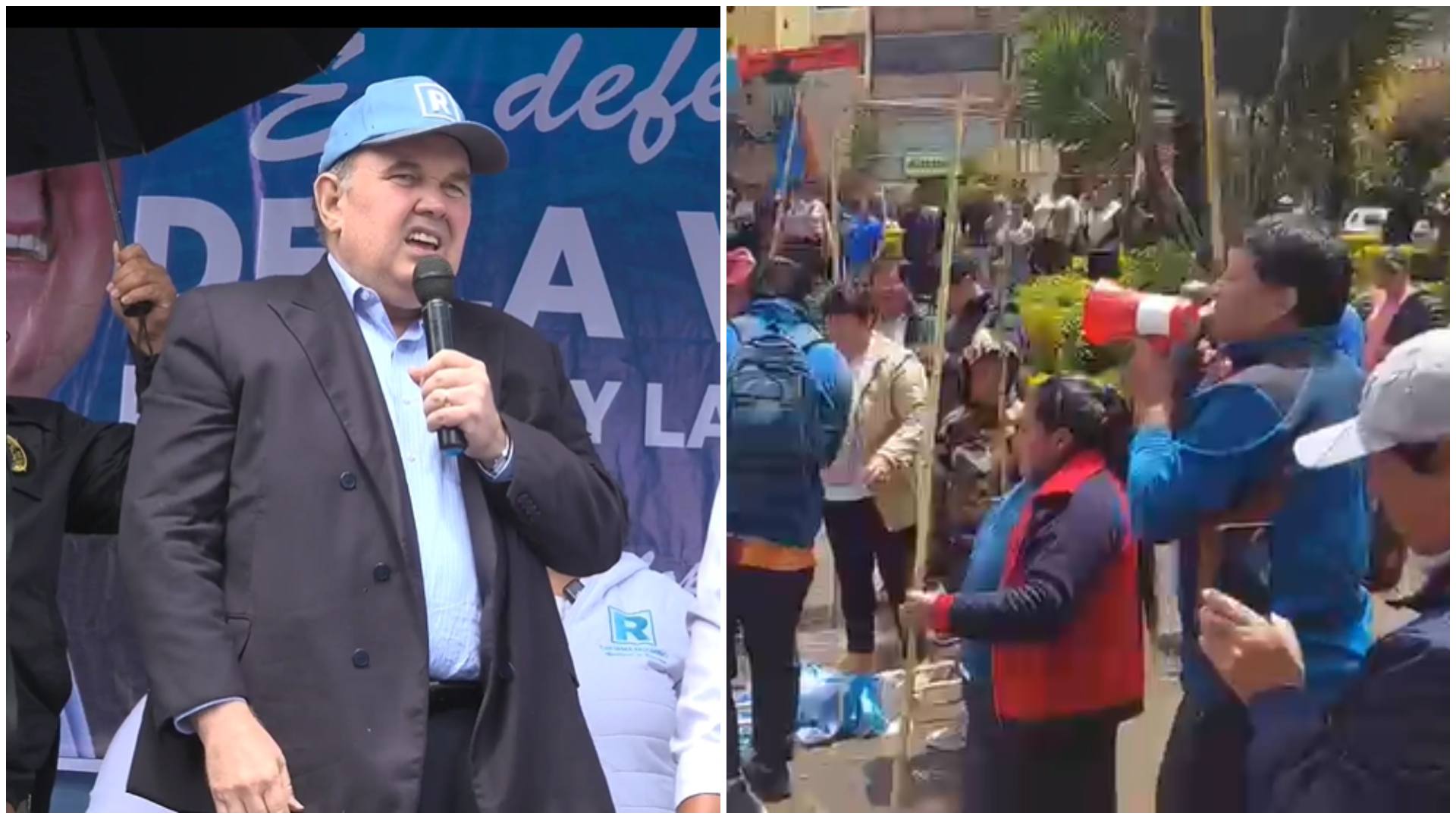Elecciones 2026: lanzan huevos a Rafael López Aliaga durante mitin en Andahuaylas