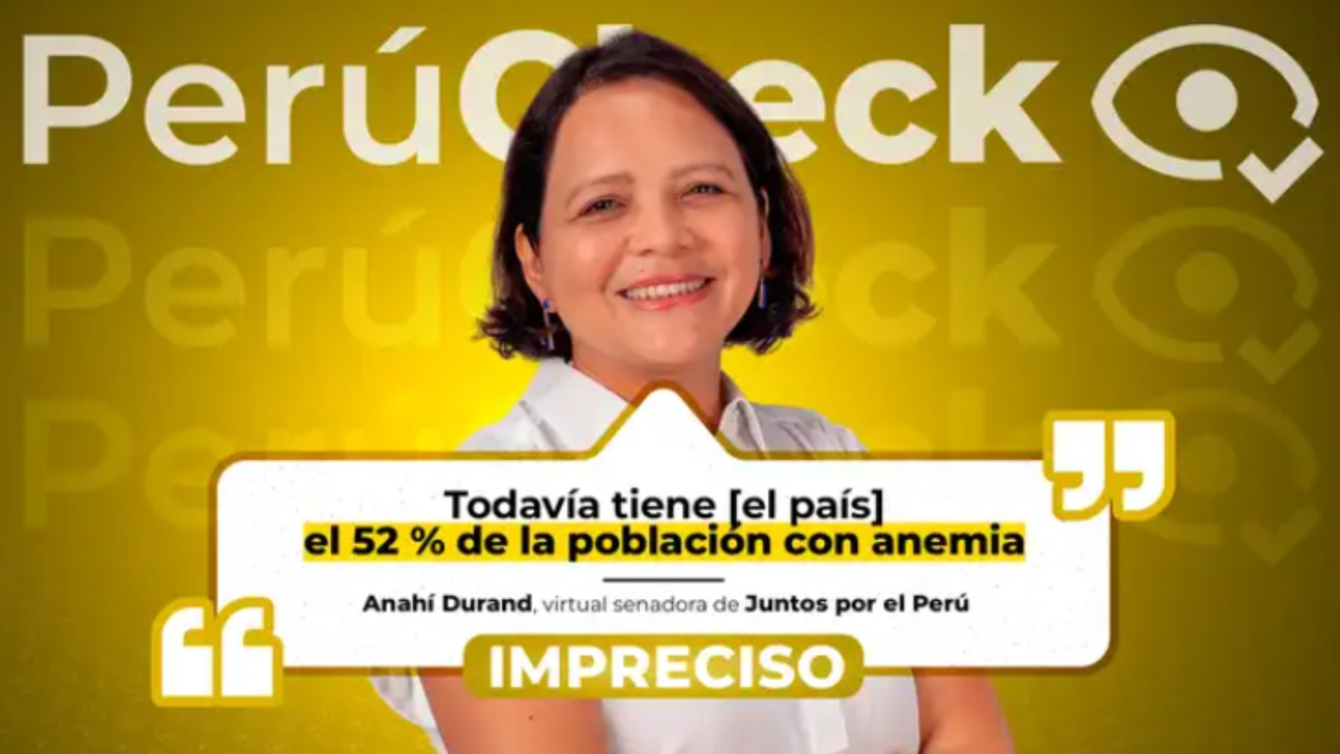 El 52% de la población peruana no tiene anemia, como indicó la candidata al Senado Anahí Durand de Juntos por el Perú