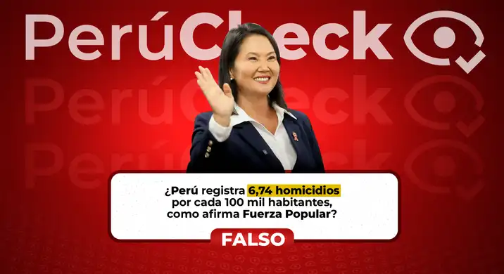 Plan de Gobierno de Fuerza Popular afirma que tasa de homicidios es de 6,74 homicidios, pero es falso