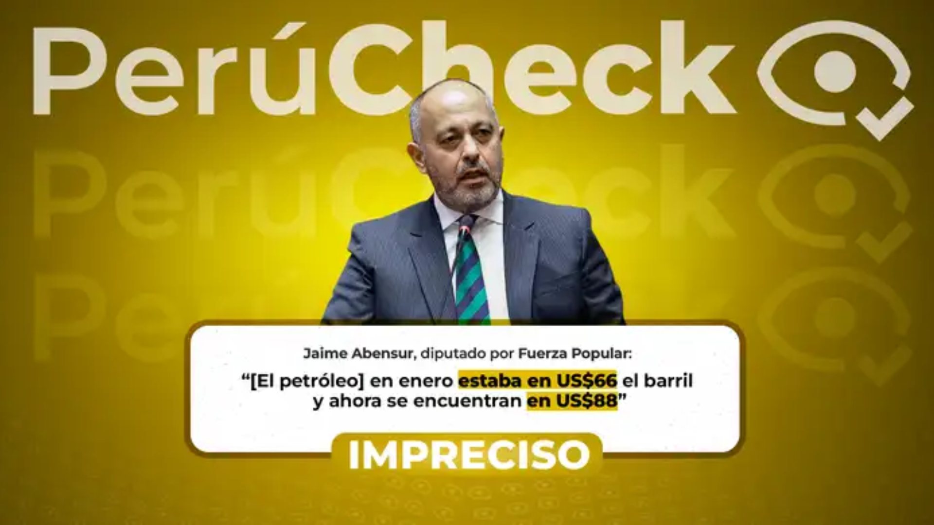 Es impreciso que el precio del petróleo se elevó de US$66 a US$88 dólares por barril entre enero y agosto, como señala el diputado de Fuerza Popular